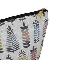 Stamped Leaves Accessory Pouch w T-bottom in Black